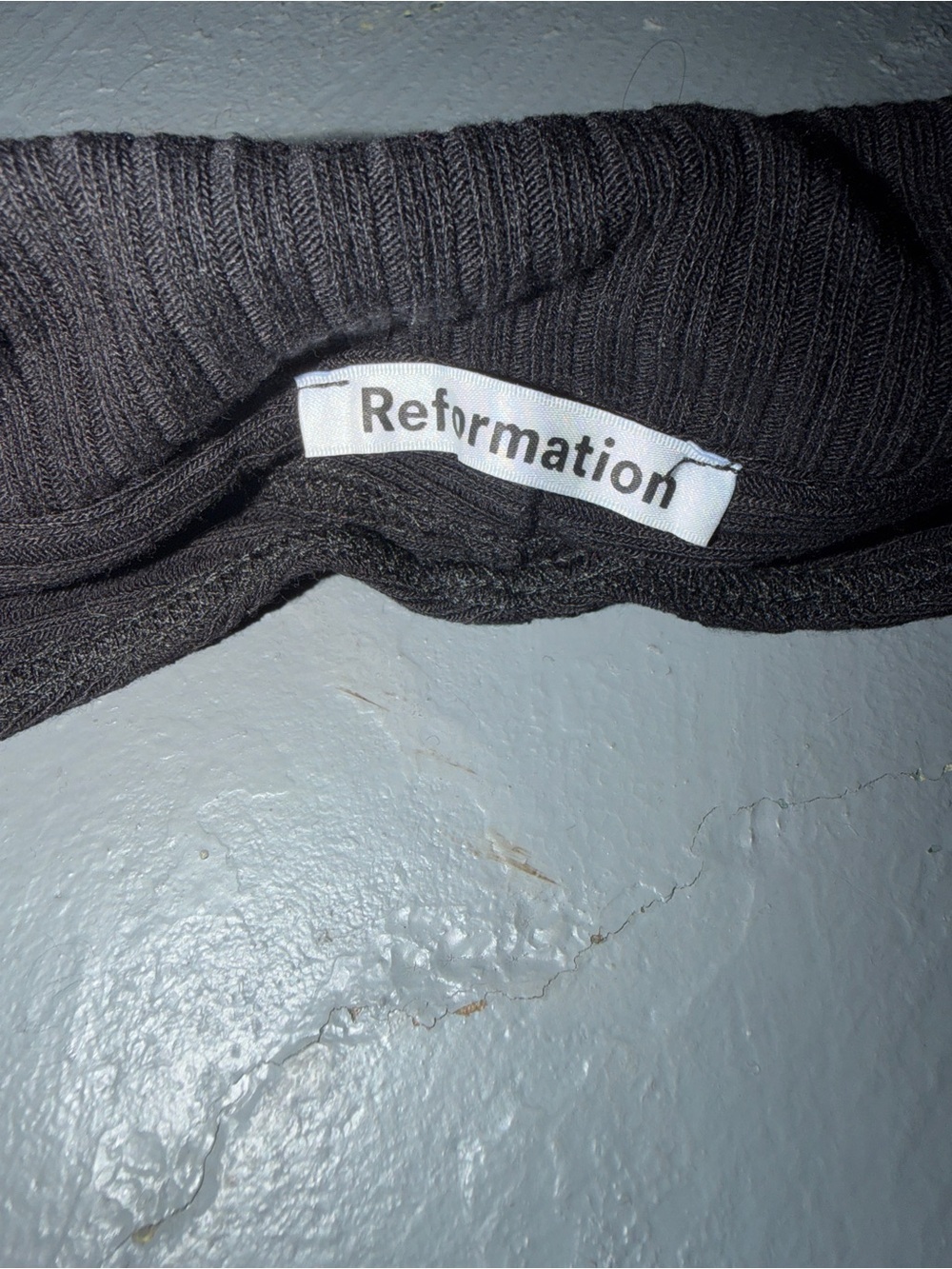 Reformation Black Ribbed Button-Front Halter Tank - Picture 2 of 2